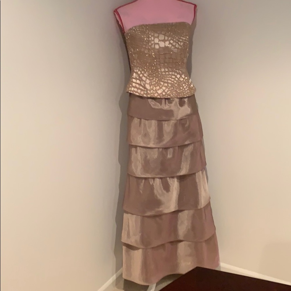 Stunning strapless gown with matching Shaw